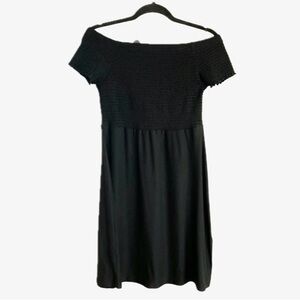 Off Shoulder, Midi, Black Dress, with Stretch Top, Large